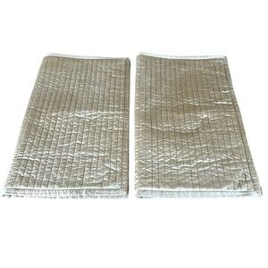 Ann Gish Silk Charmeuse Jumbo Pillow Sham Set Champagne Channel Quilt 29x35 FLAW